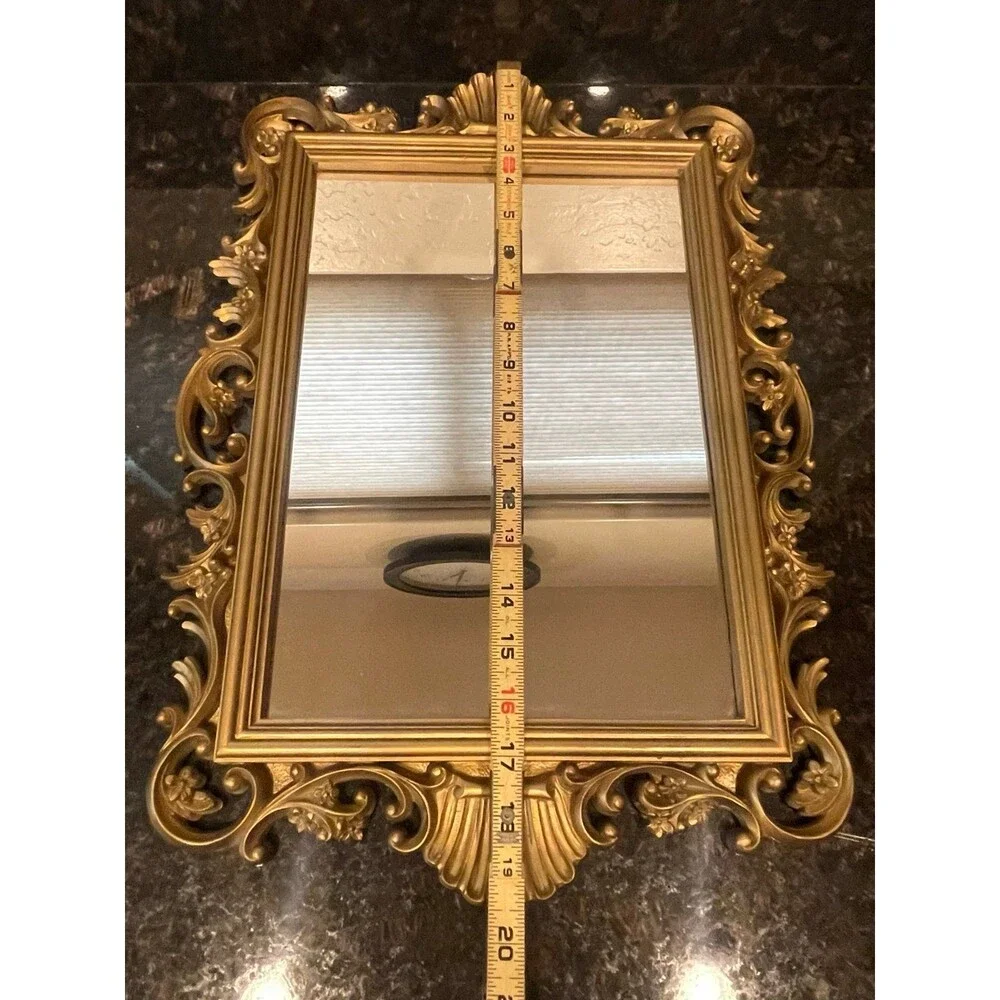 Homco Plastic Gold Mirror Baroque Rococo floral shell